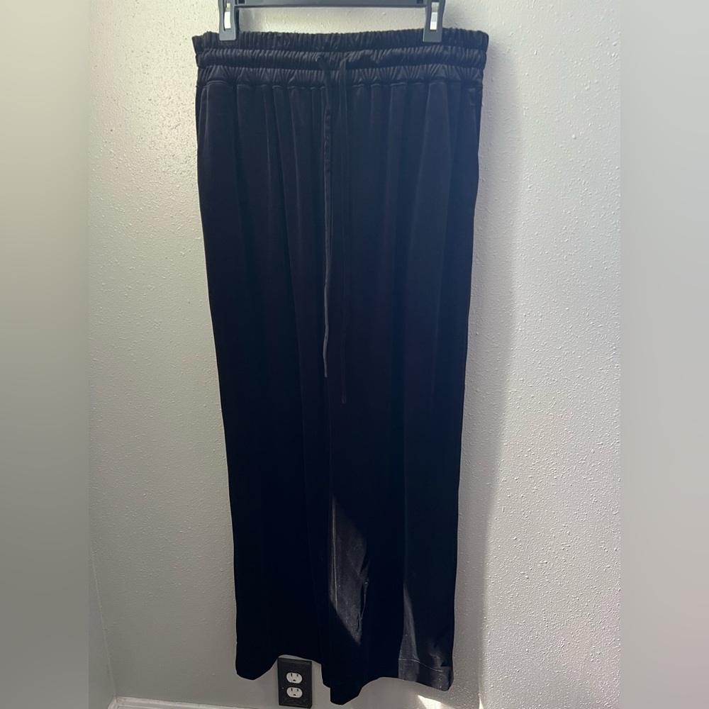 AllSaints Tyler Wide Leg Velvet Trouser in Black Size 10 New - Picture 2 of 11